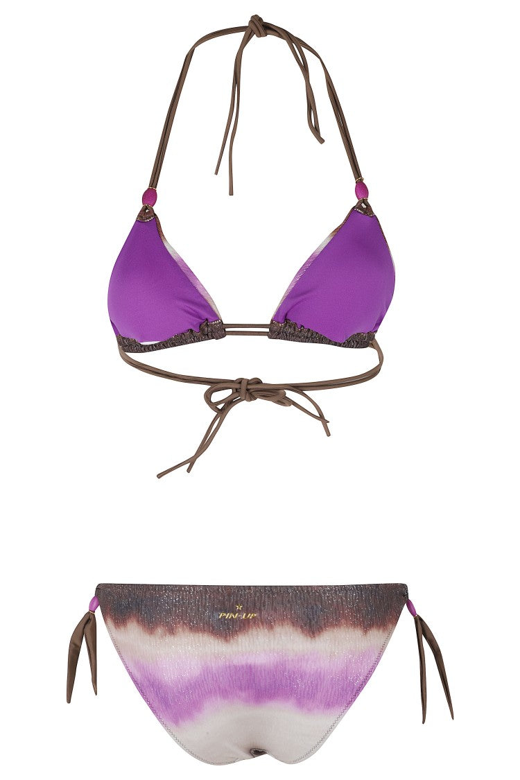 Pin-Up Purple Tie Dye Glitter Foil Brazilian Polyester Bikini