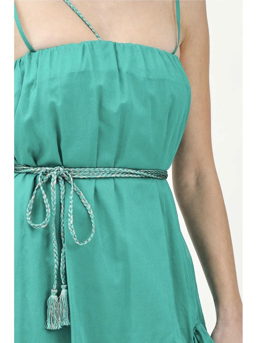 Simona Corsellini Green Cotton Gauzed Long Dress