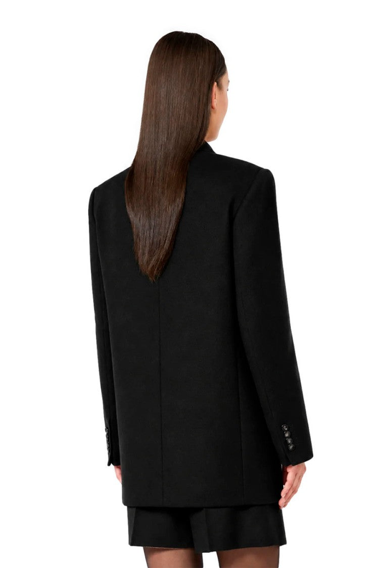 Max Mara Black Msthobby Double-Breasted Virgin Wool Blazer