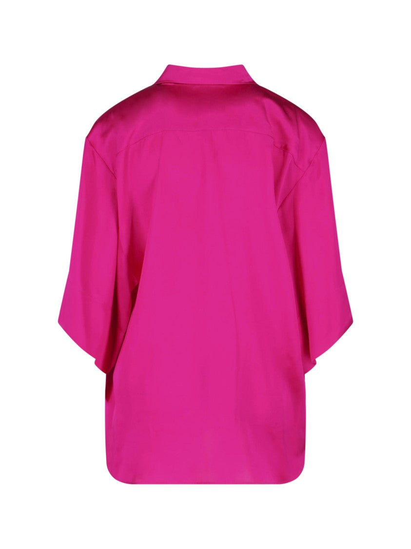 Dries Van Noten Pink Clea Loose-Fitting Silk Blouse