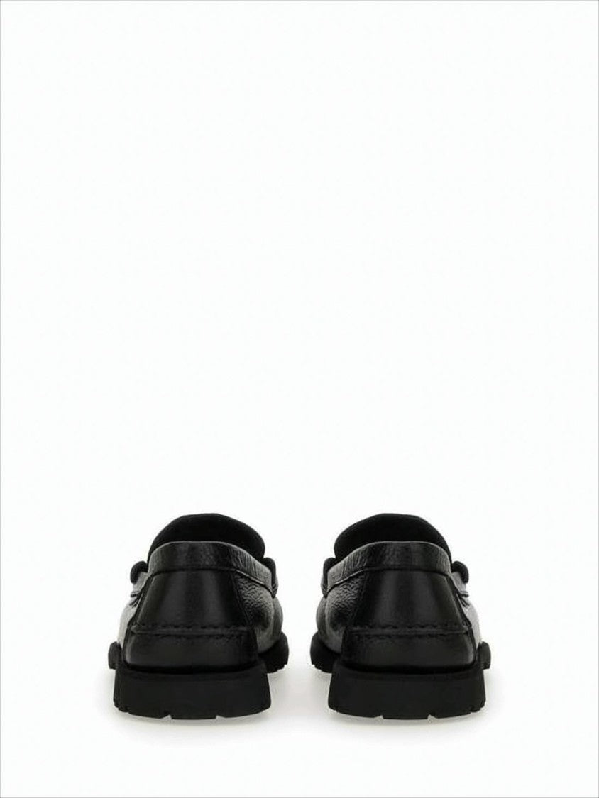 Paraboot Textured Leather Loafers With Moccasin Toe Design