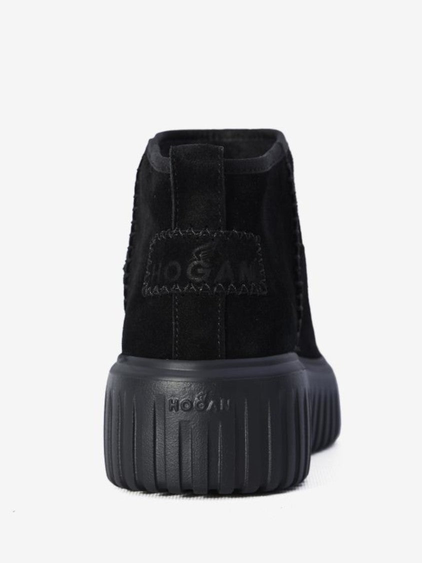 Hogan Black Ankle Boots With Soft Suede Upper