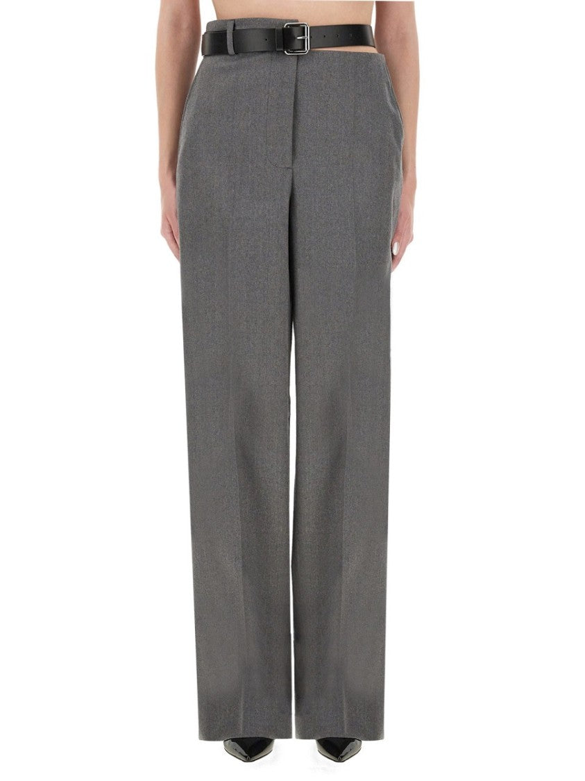 Stella Mccartney Tailored Straight-Leg Flannel Pants With Belt