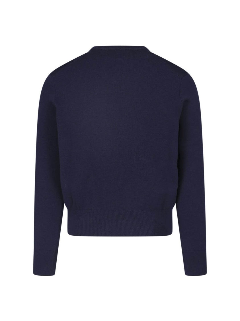 Ami Paris Blue Ami De Cœur Wool Sweater