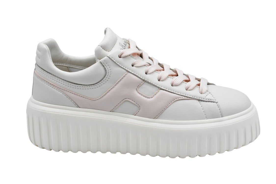 Hogan Ivory Pink Sneakers With Chunky Platform Sole