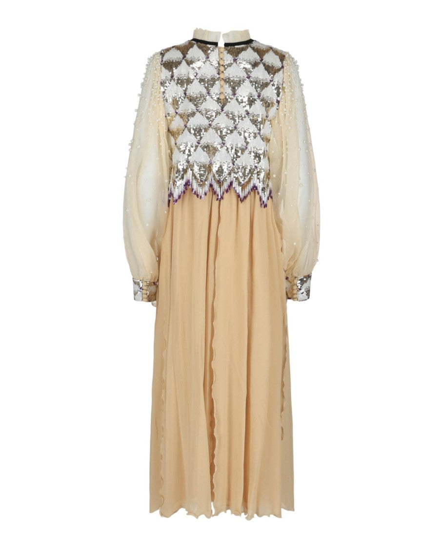 Valentino Sequin Chiffon Maxi Dress