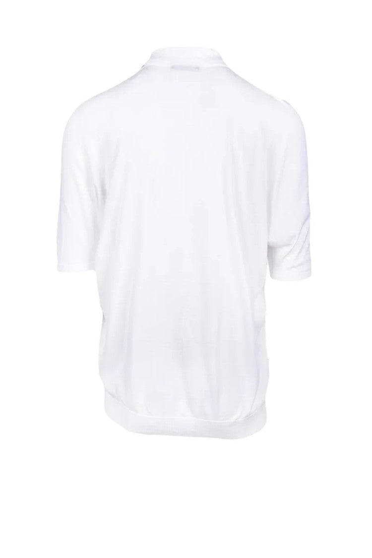 Hawico White Knit Cotton Polo Shirt
