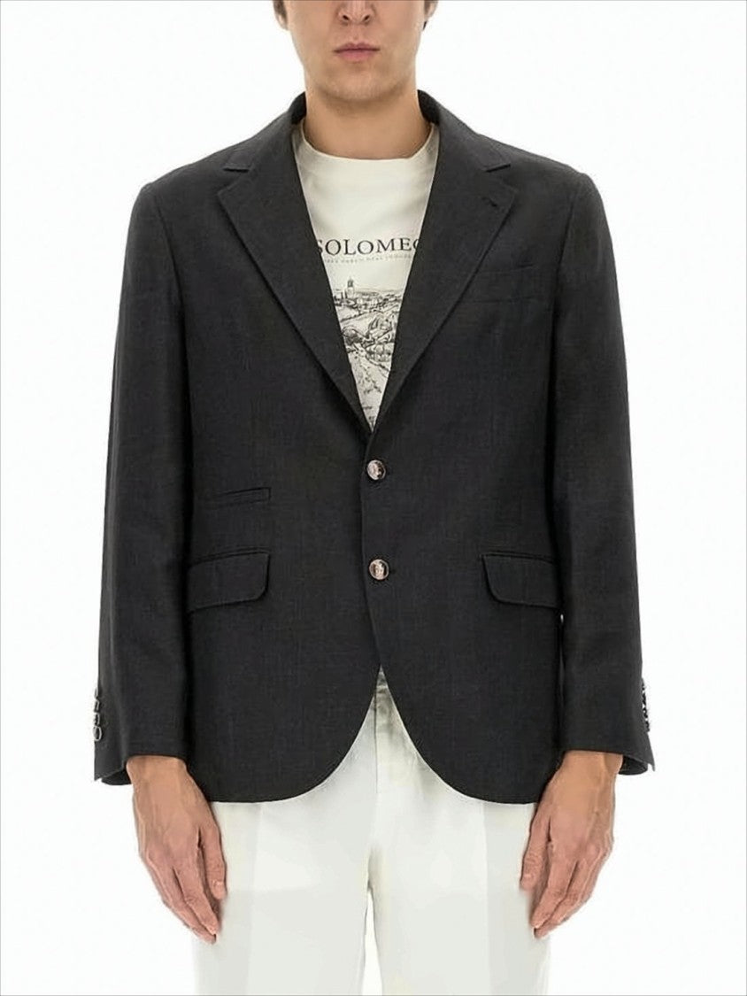 Brunello Cucinelli Black Linen Suit Jacket