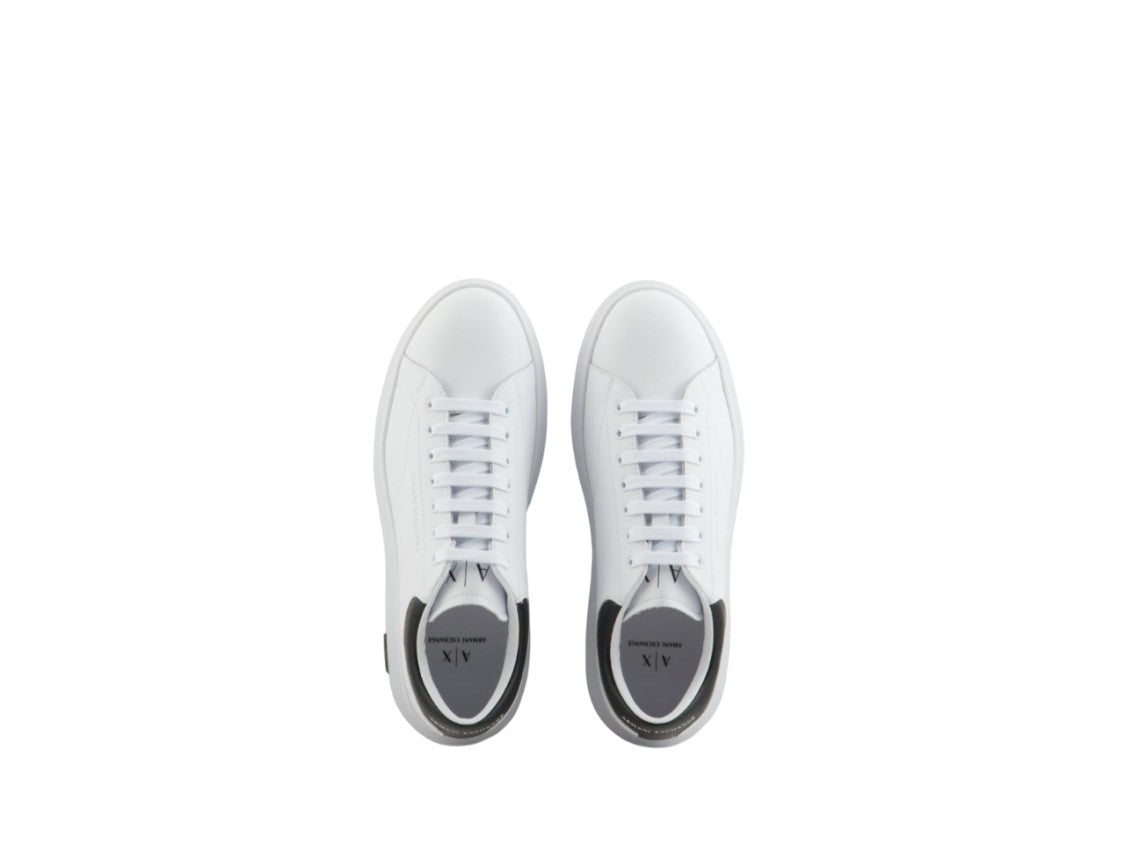 Armani Exchange Minimalist Leather Contrasting Heel Detail Sneakers