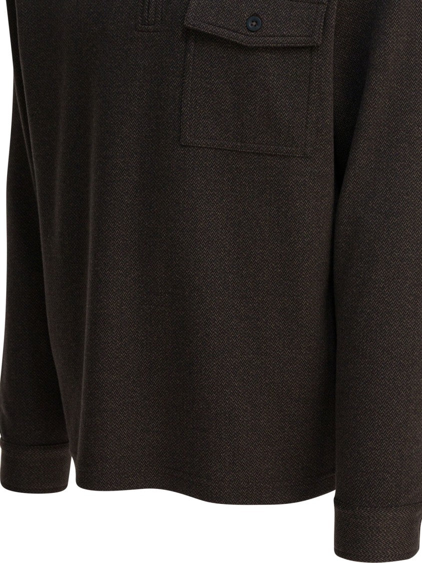 Vince Cotton-Poly-Wool Polo Shirt