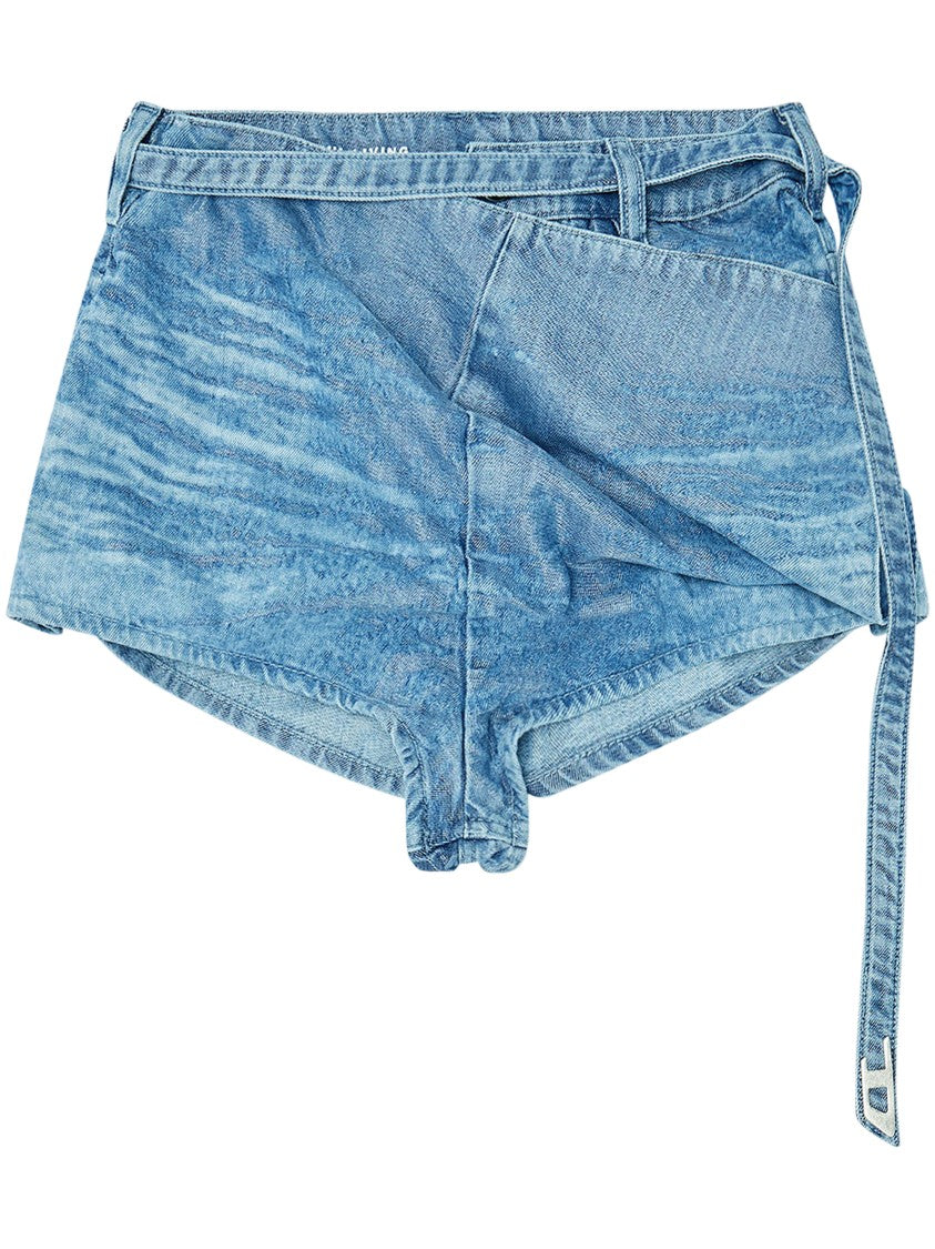 Diesel Short Denim Trousers With Unique Wrap-Around Design