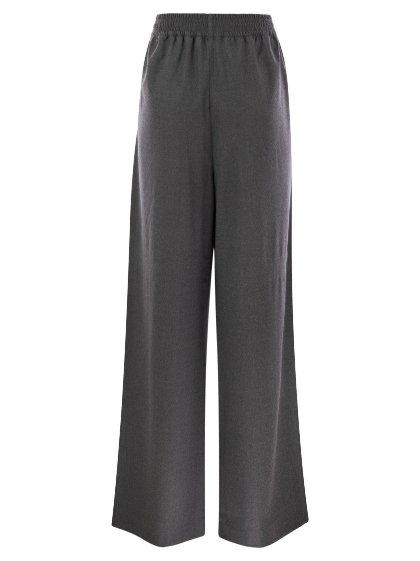 Fabiana Filippi Fluid Wide Flannel Trousers With Elastic Waistband