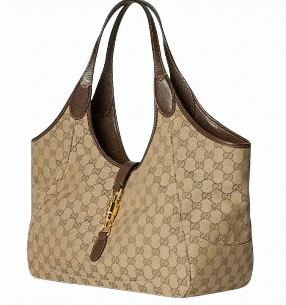Gucci Medium Gg Canvas Tote Bag With Signature Monogram Pattern
