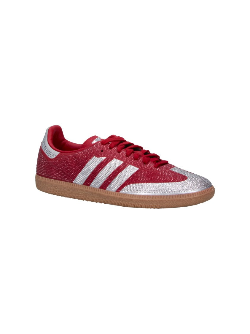 Adidas Red Rhinestone-Embellished Fabric Sneakers