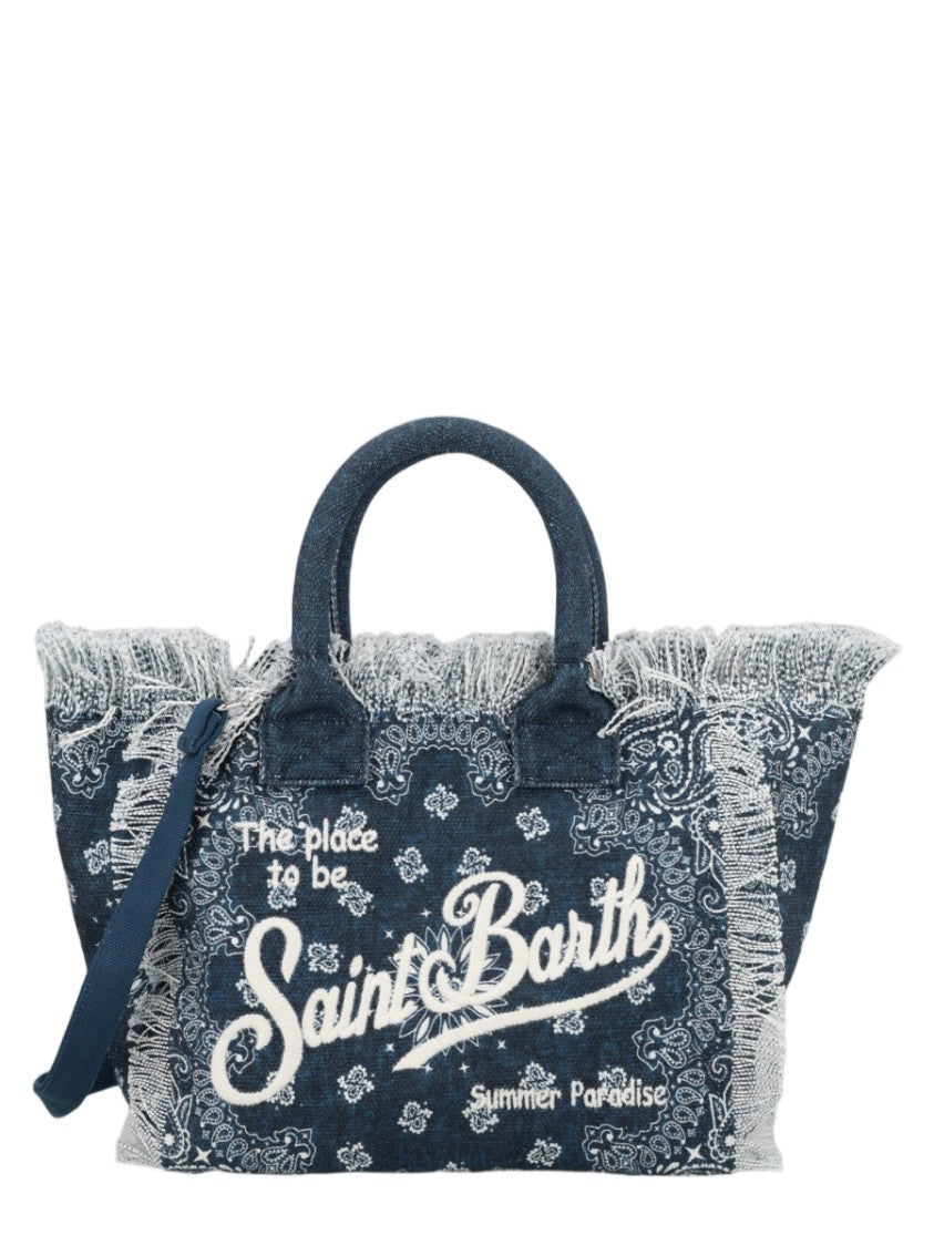 Mc2 Saint Barth Paisley Print Canvas Tote With Frayed Edges