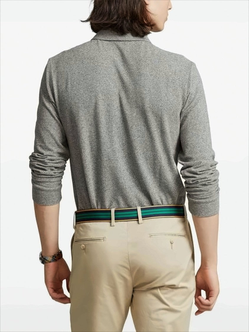 Polo Ralph Lauren Heather Grey Long-Sleeve Polo Shirt With Classic Collar