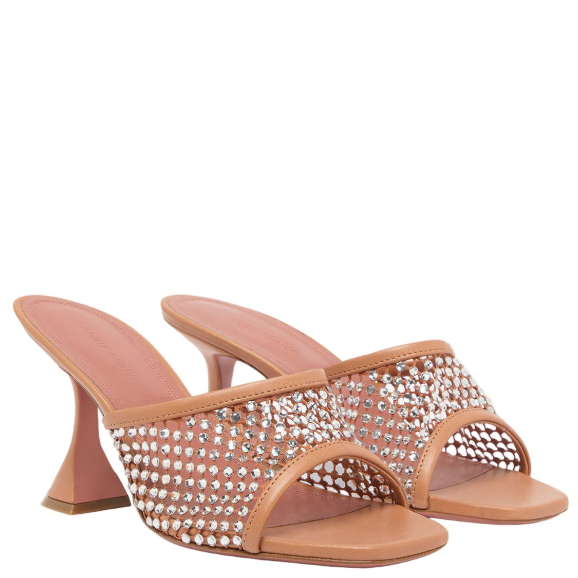 Amina Muaddi Lupita Crystal Sandals With Square Toe And Sculptural Heel