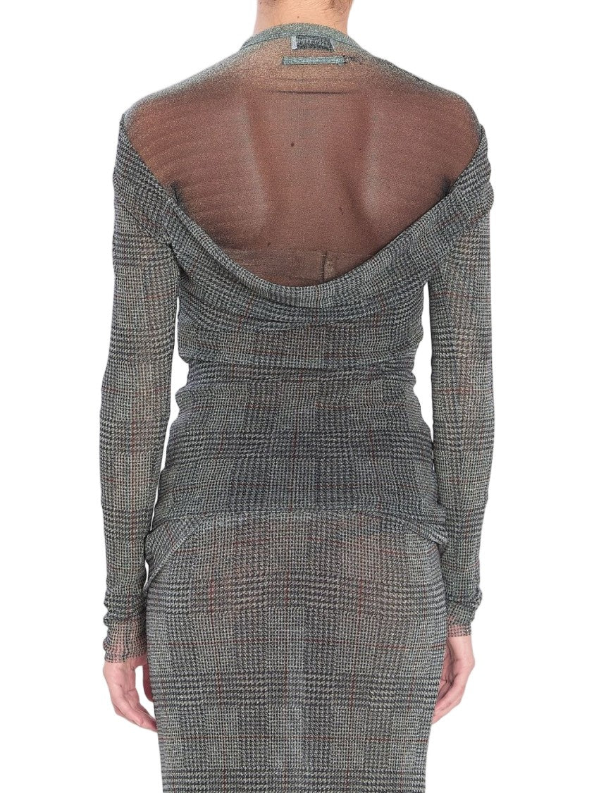 Jean Paul Gaultier Grey Prince Of Wales Mesh Top