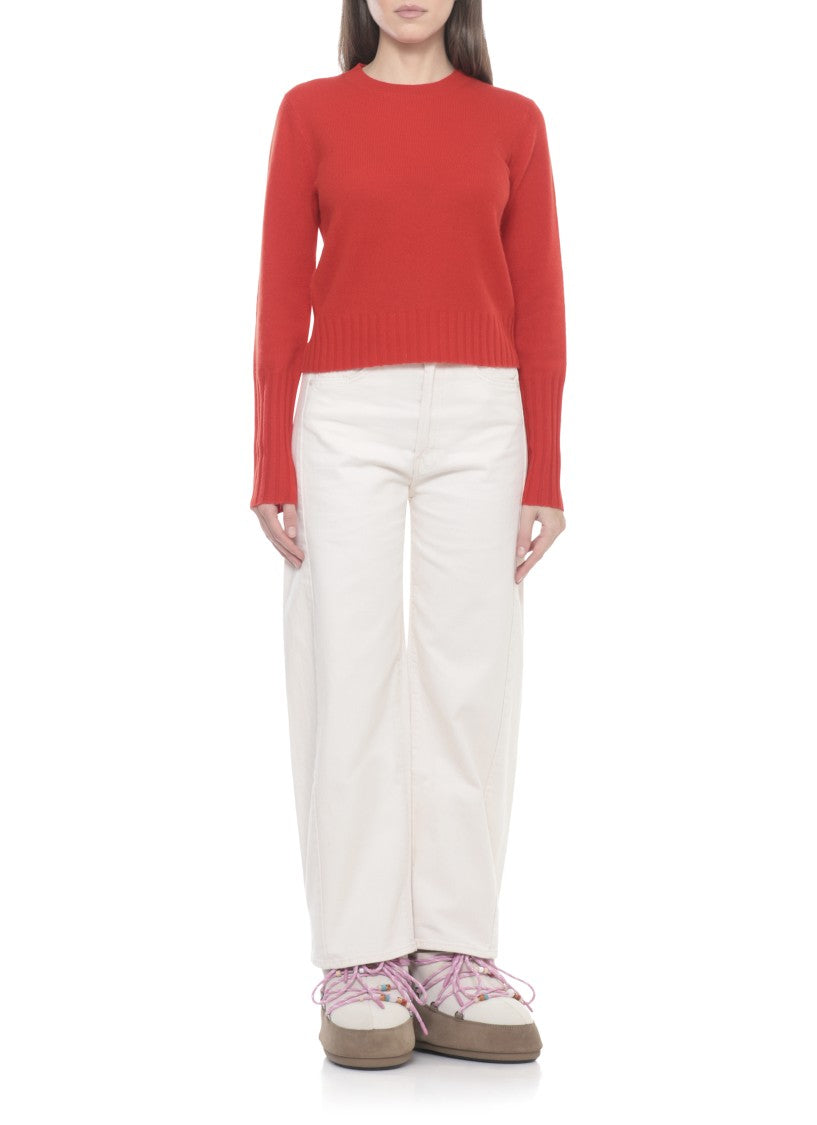 Guest In Residence Orange Shrunken Crew Cashmere Sweater