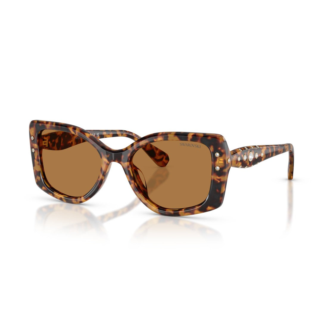 Swarovski 0Sk6058u Oversized Square Frame Sunglasses With Tortoiseshell Acetate