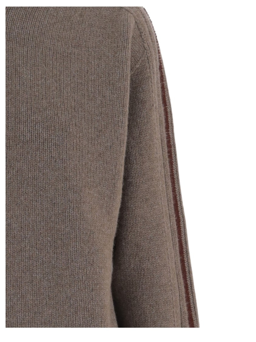 Oliver Lattughi High Neck Cashmere Sweater With Ribbed Details
