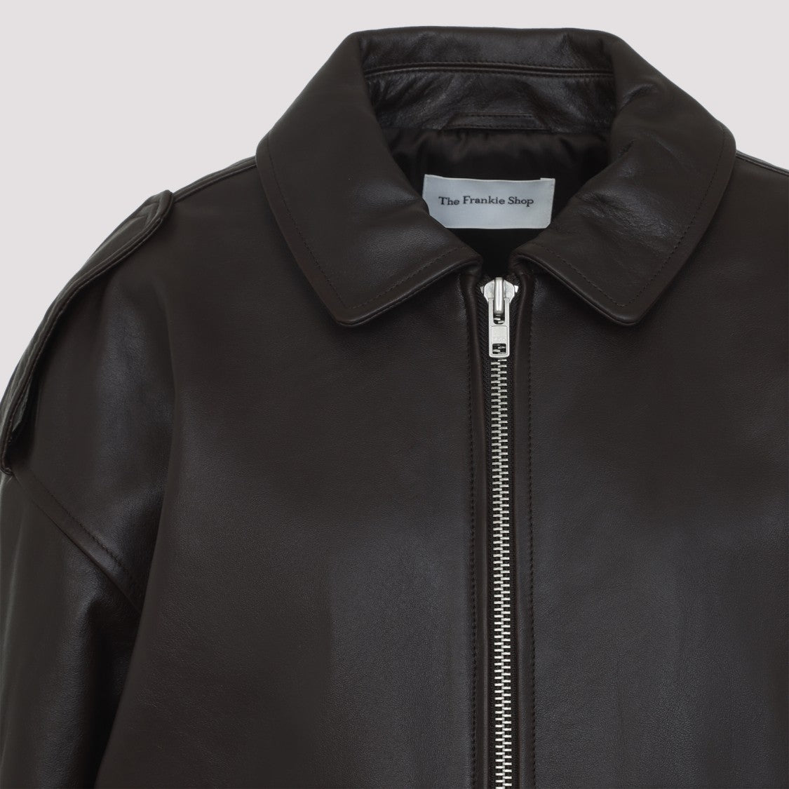 The Frankie Shop Viper Brown Leather Jacket