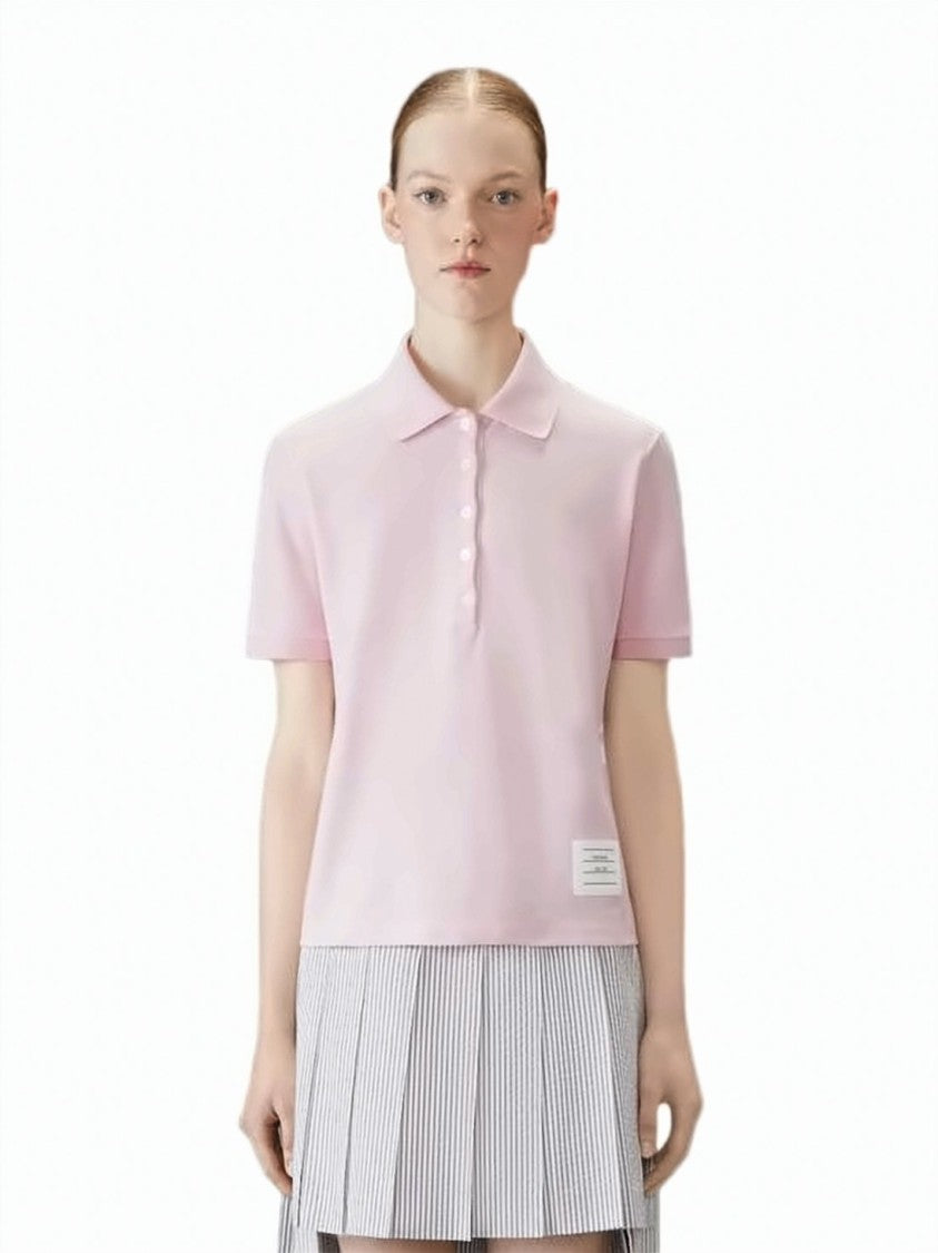 Thom Browne Classic Collar Pink Polo Shirt With Button Placket