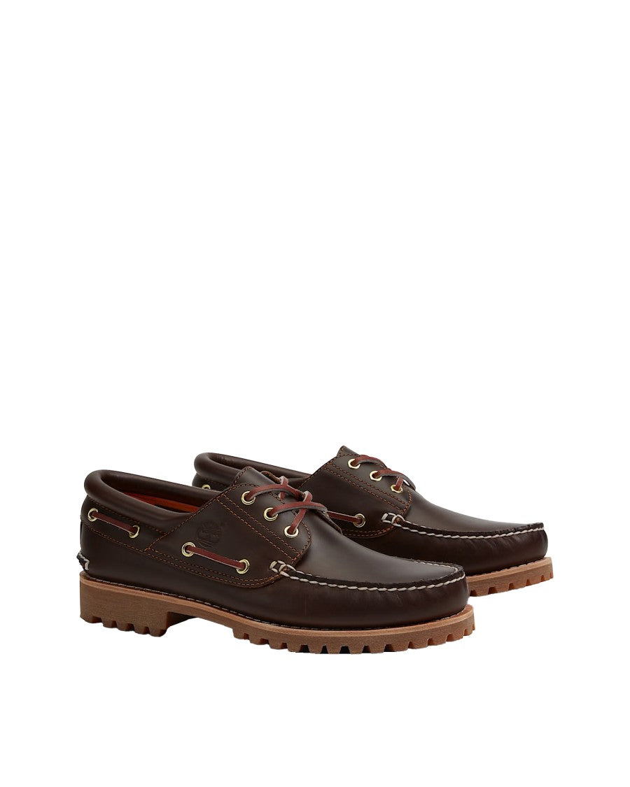 Timberland Brown Authentic 3-Eye Lug Hand-Sewn Boat Shoes