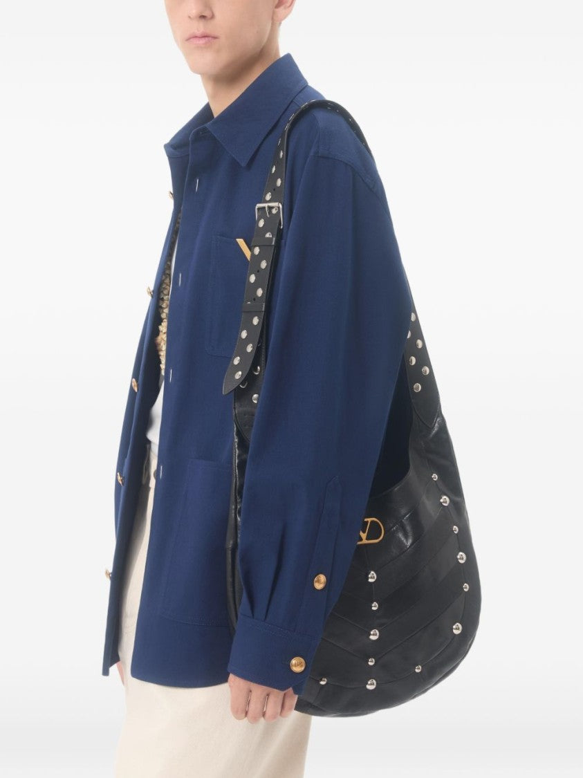 Valentino Garavani Navy Blue Shirt With Structured Collar