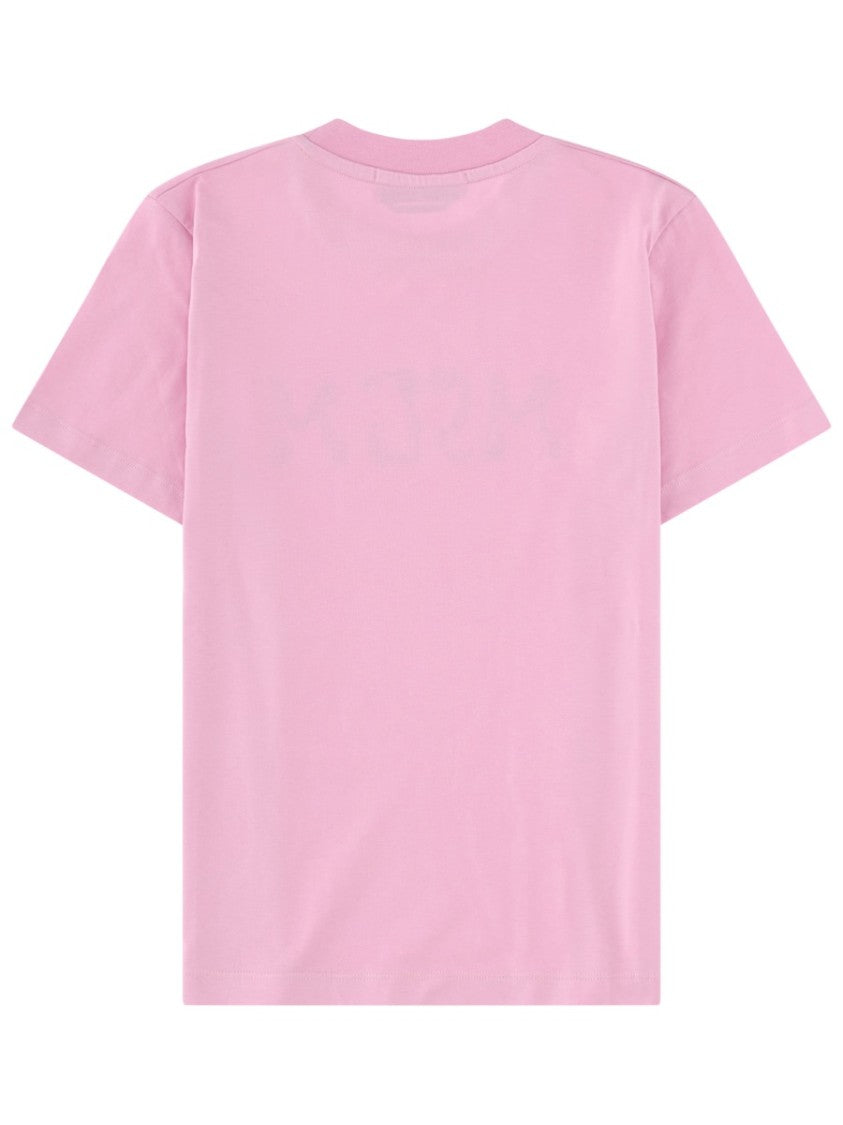 Msgm Soft Pink Chest Floral Logo T-Shirt