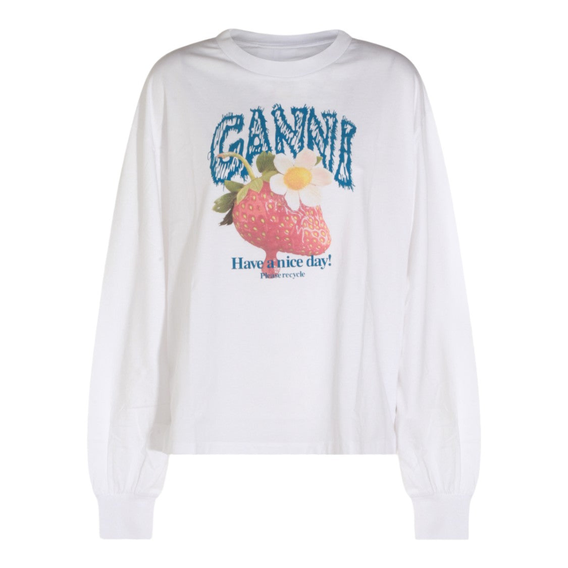 Ganni Relaxed Fit Sweatshirt With Colorful Strawberry Graphic