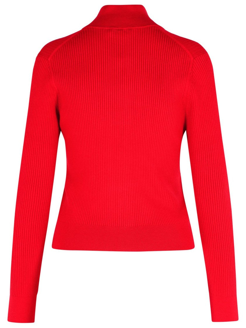 J. W. Anderson Crimson Red Cotton Blend Turtleneck Sweater