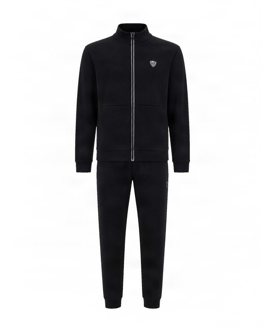 Ea7 Emporio Armani Black Viscose-Blend Zip-Up Tracksuit