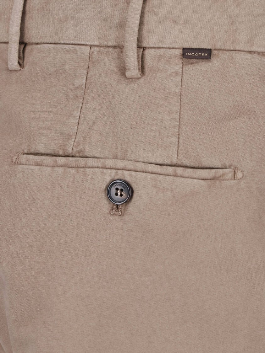 Incotex Taupe Cotton Straight-Leg Pants