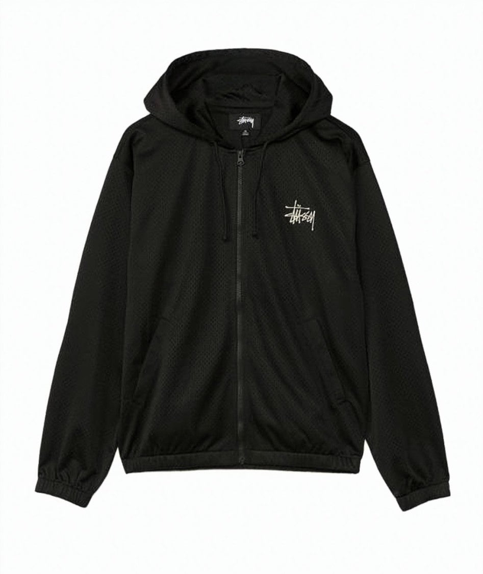 Stussy Textured Polyester Zip-Up Hoodie With Contrasting Logo Detail