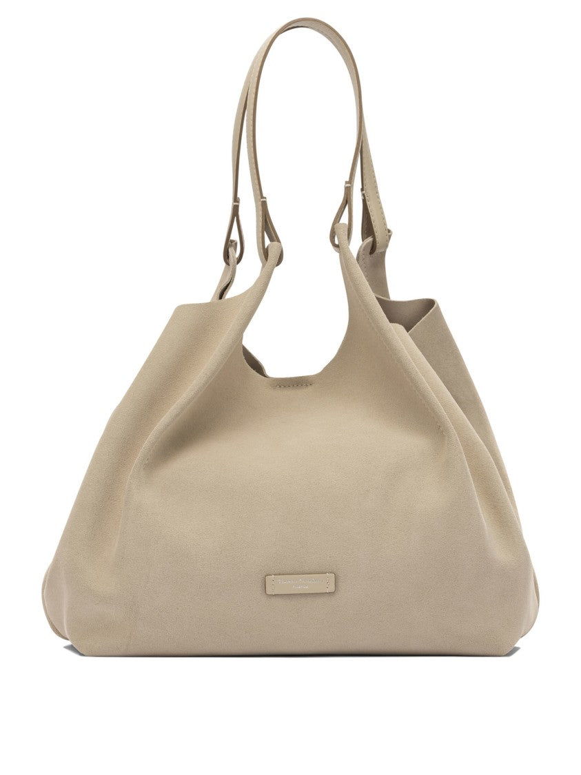 Gianni Chiarini Beige Suede And Leather Shoulder Bag