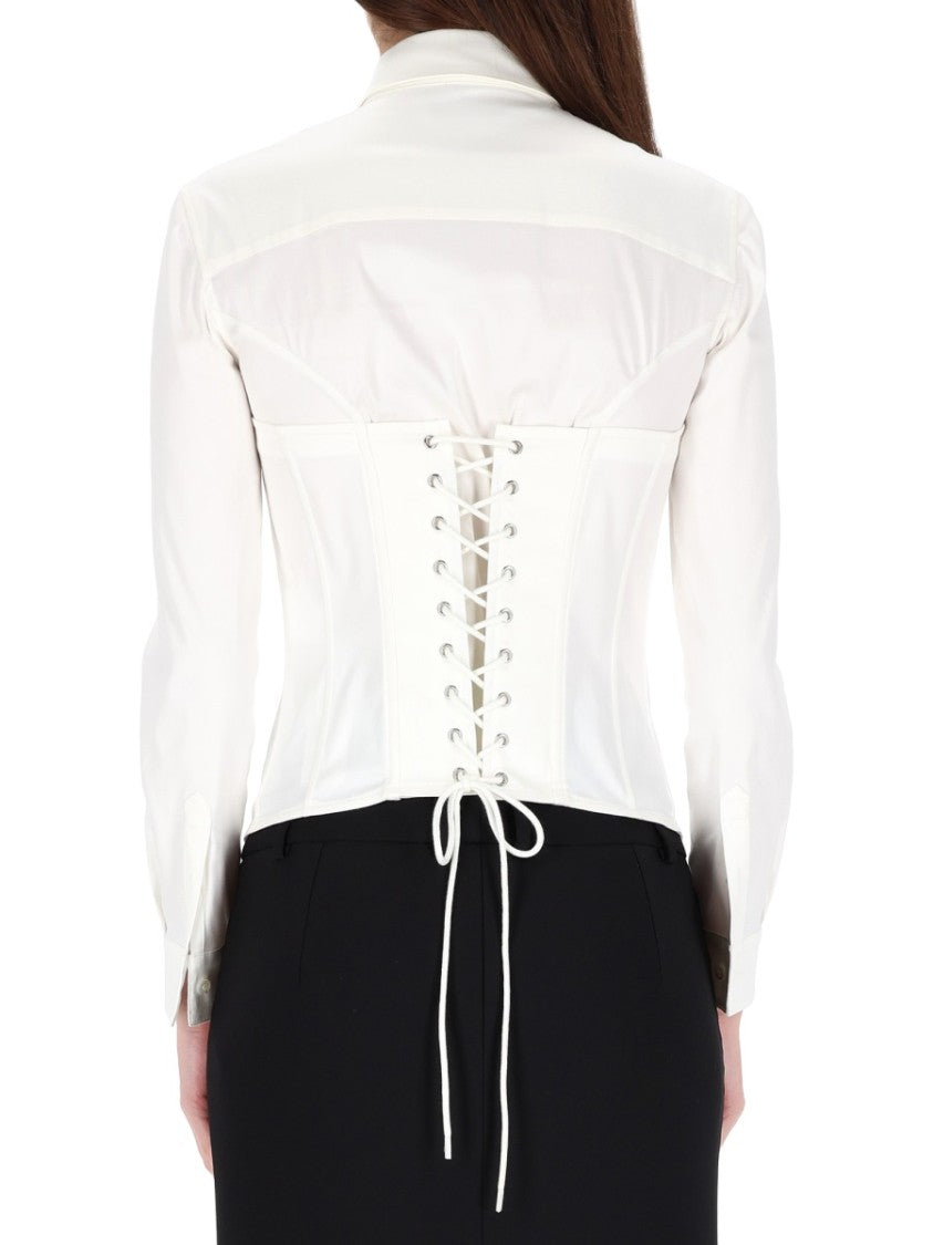Balenciaga Corset-Inspired Lace-Up Cotton-Blend Shirt