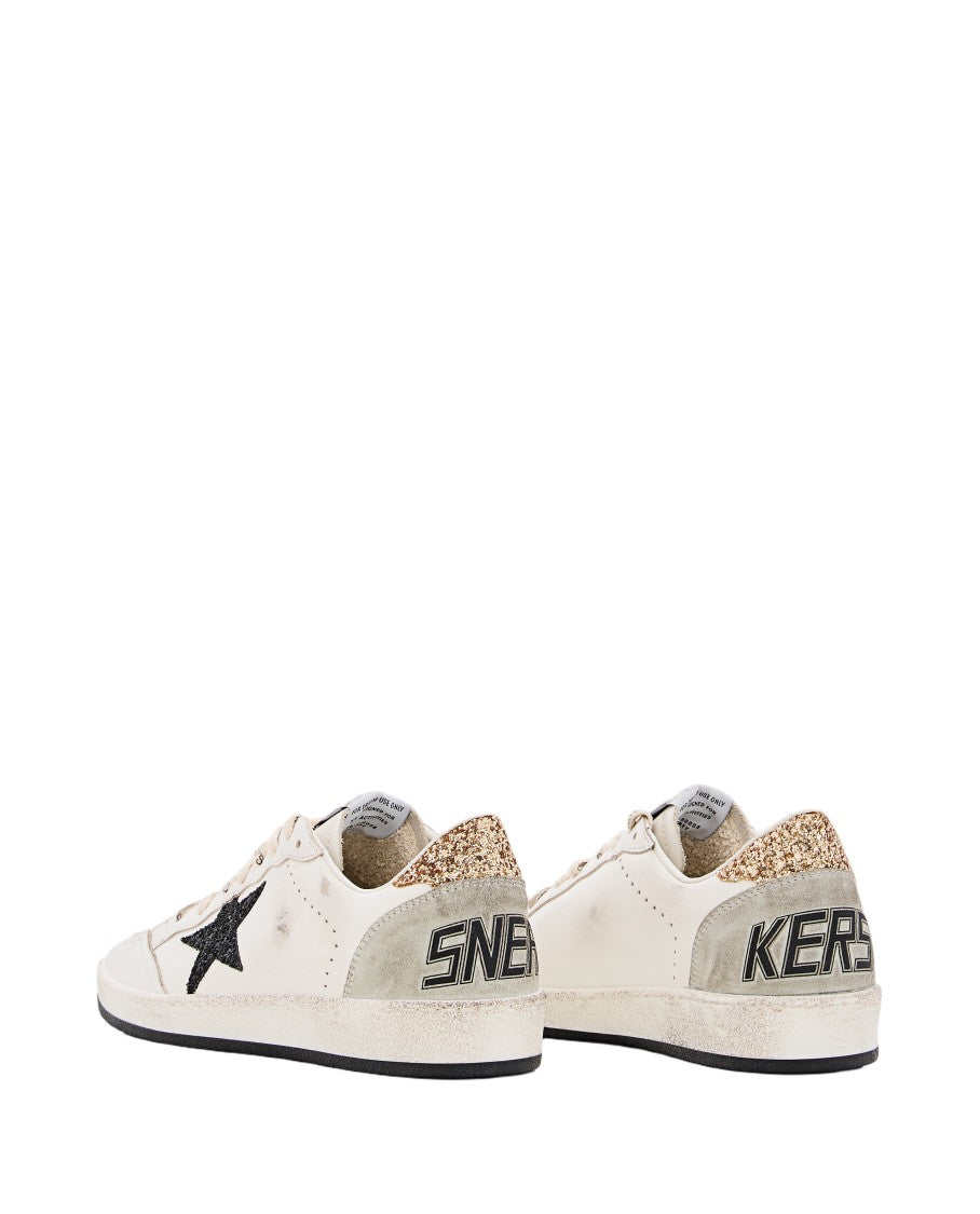 Golden Goose Ballstar White Sneakers With Black Star