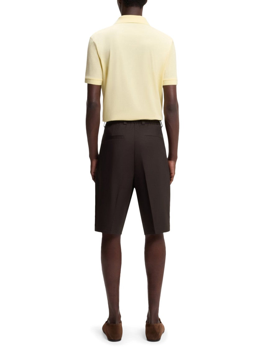 Boss Tailored Brown Shorts With Flat Front