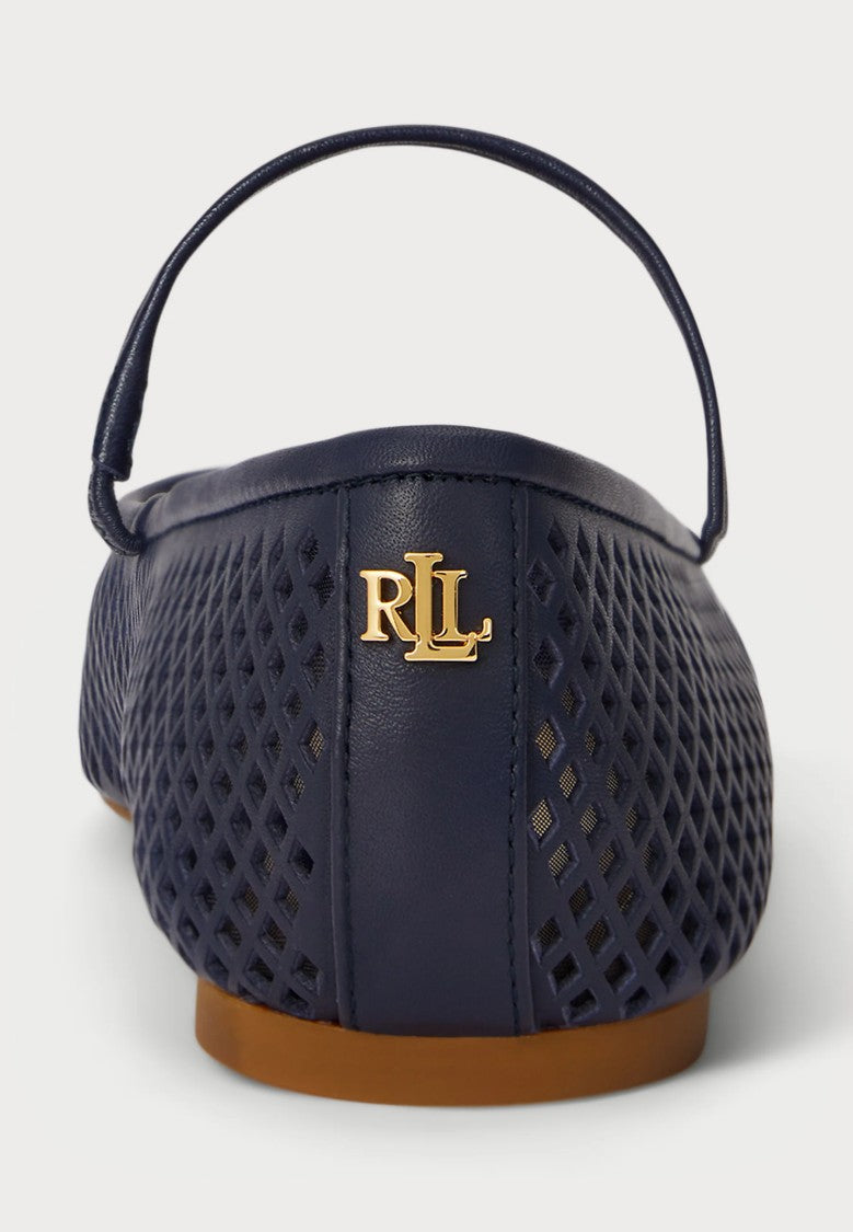 Lauren Ralph Lauren Navy Blue Perforated Ballerina Flats