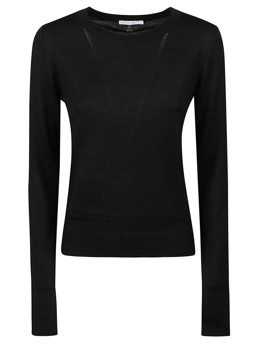 Patrizia Pepe Black Wool Long Sleeve Sweatshirt
