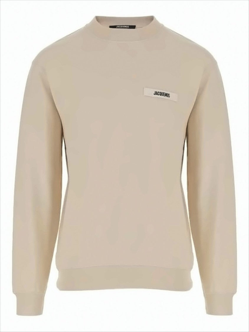 Jacquemus Minimalist Long-Sleeve Beige Tee With Subtle Branding