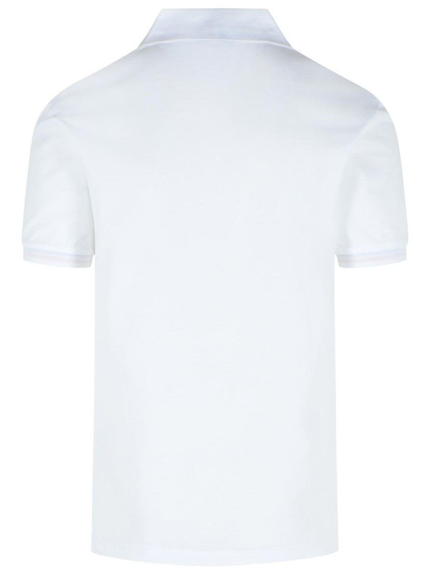 Thom Browne White Cotton Polo Shirt With Tricolor Detailing