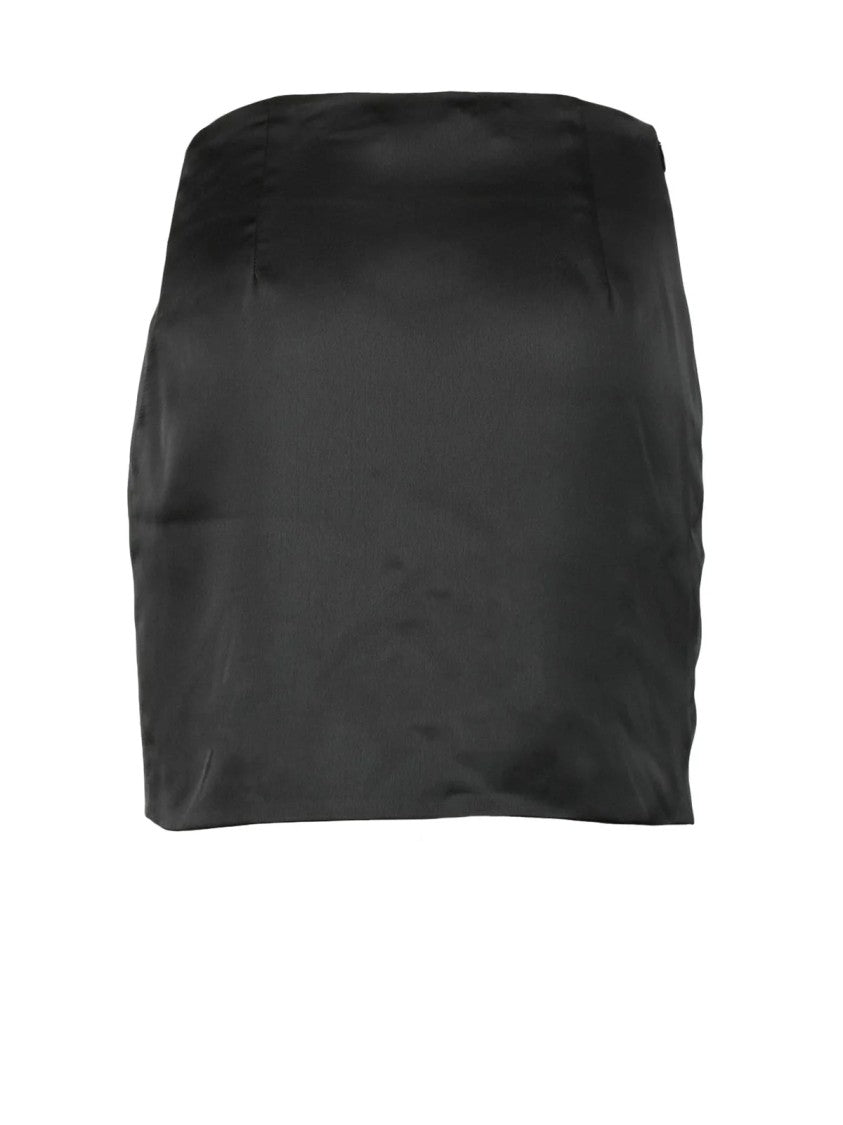 Nine Minutes Black Draped Detail Stretch Mini Skirt
