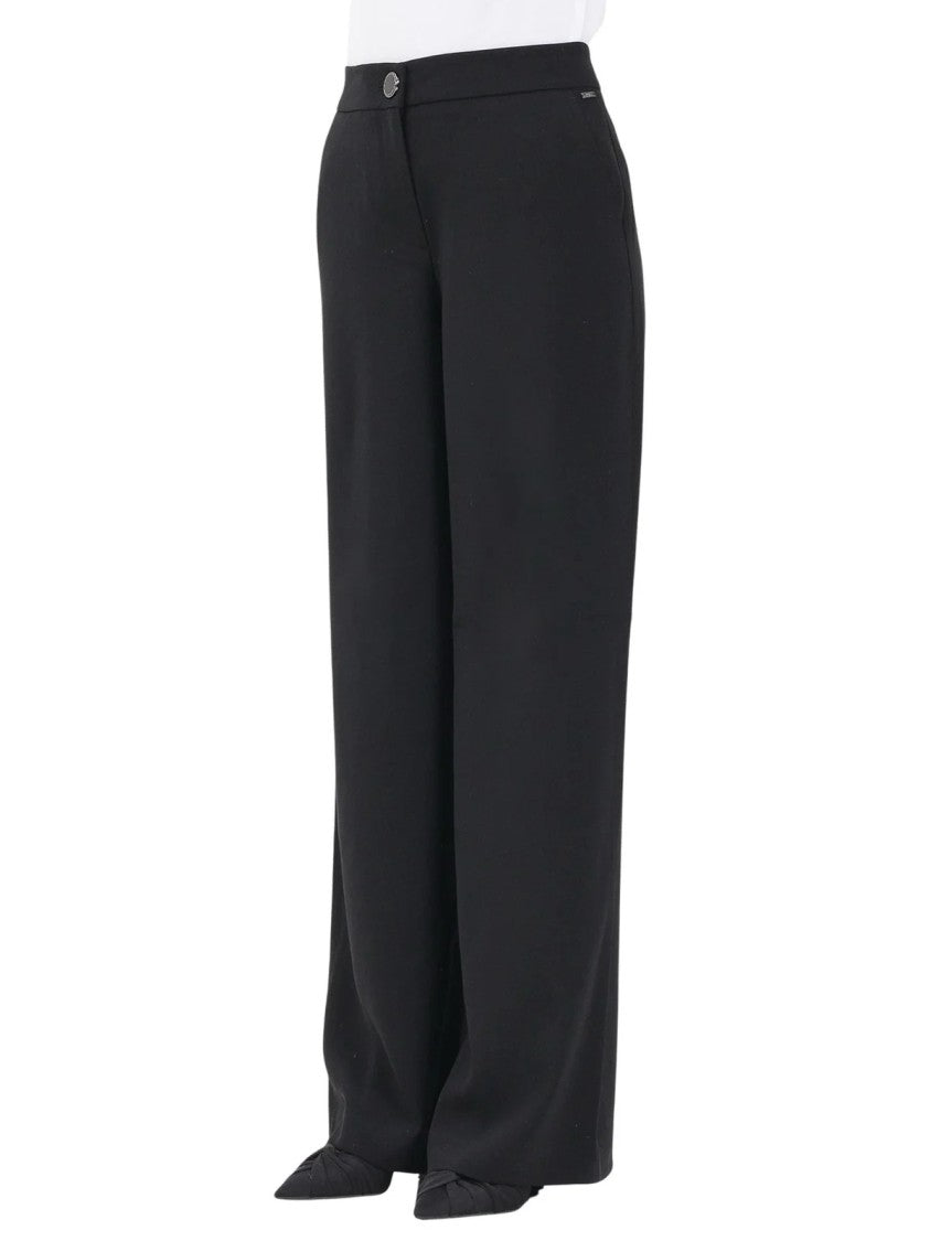 Armani Exchange Wide-Leg Black Pants With High Waist And Fluid Drape