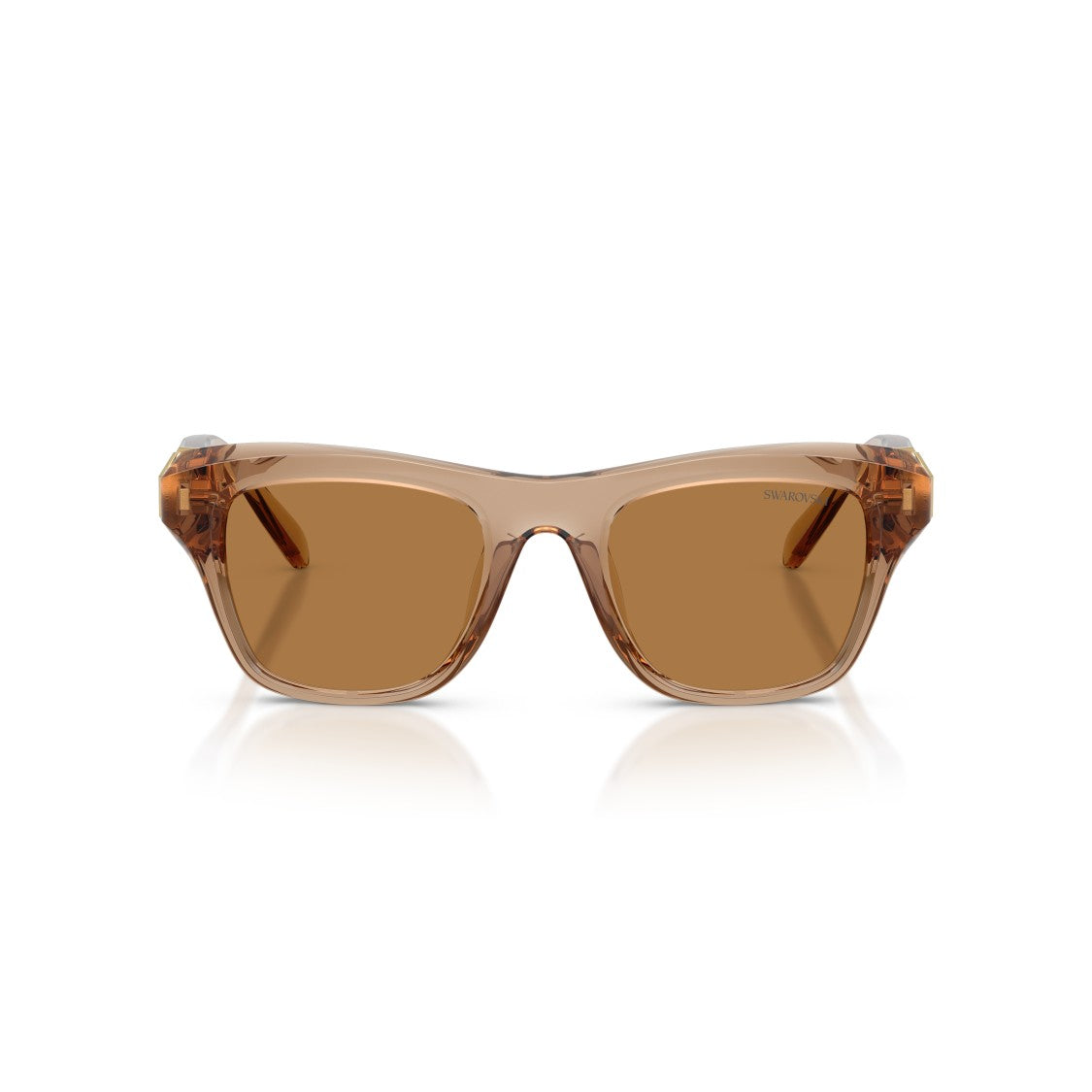Swarovski 0Sk6056u Translucent Brown Square Sunglasses With Gold-Tone Accents