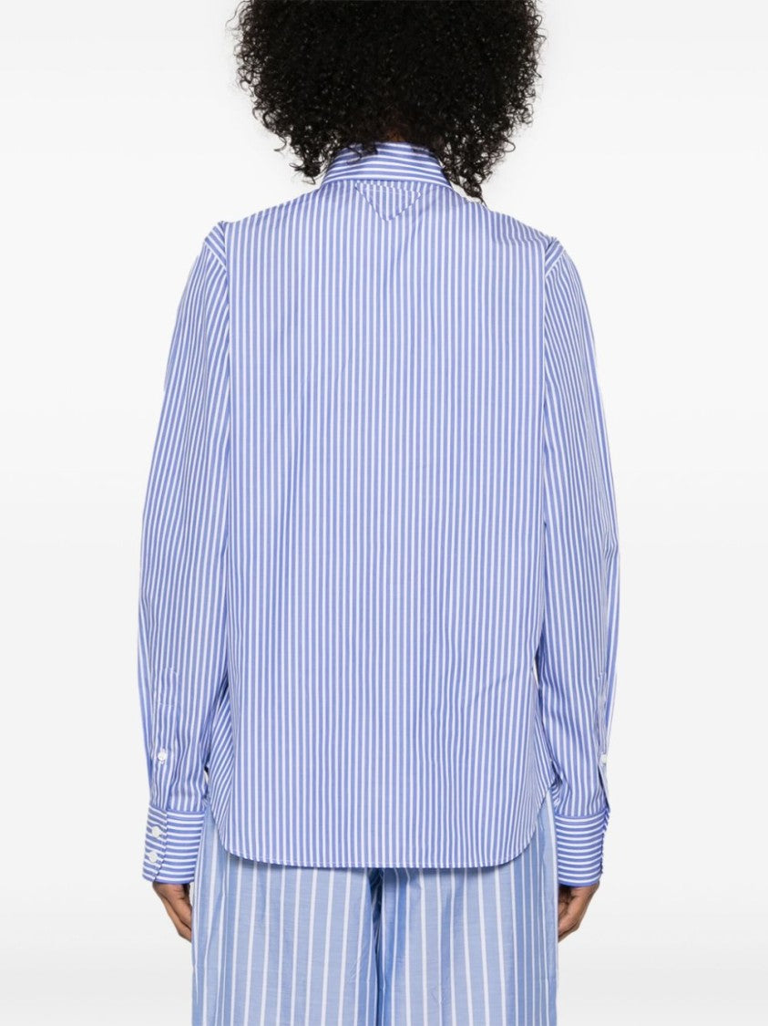 Prada Classic Striped Shirt With Decorative Collar Embellishments