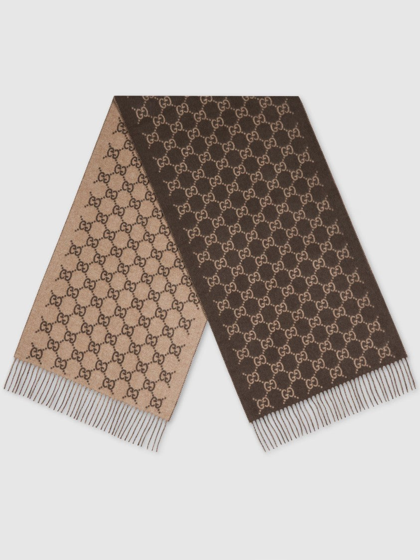 Gucci Brown New Canvy Reversible Monogram Scarf