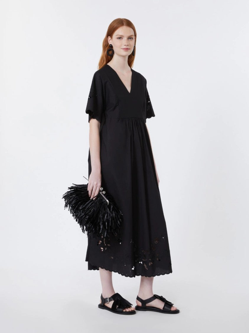 Max Mara Flowing Midi Dress With Floral Embroidery