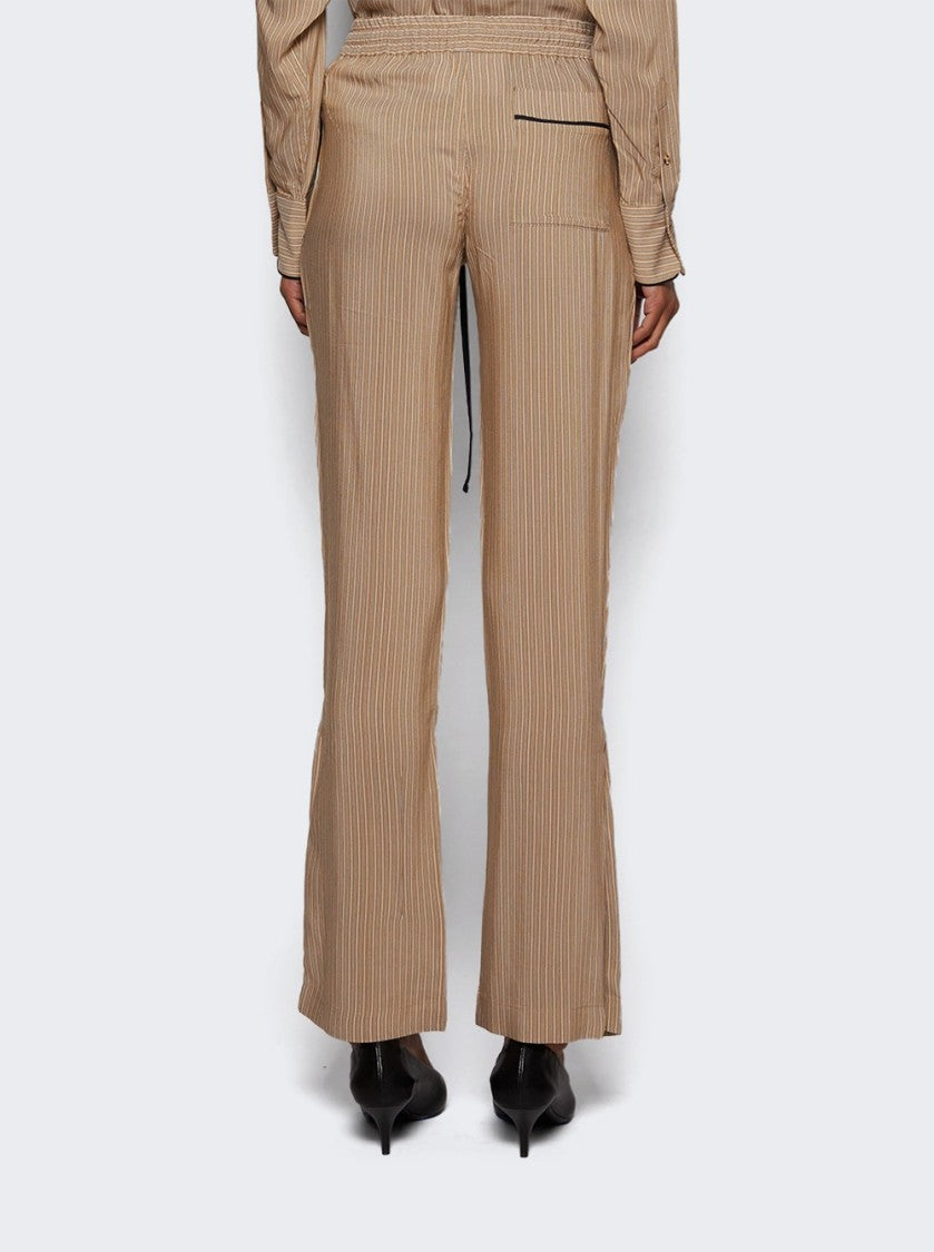 Victoria Beckham Pleat Detail Pyjama Trouser Tobacco And Midnight